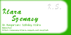 klara szenasy business card