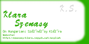 klara szenasy business card